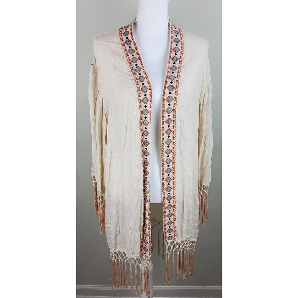 Z&L Hippie Boho Chic Embroidered Coverup Wrap Top Size M/L